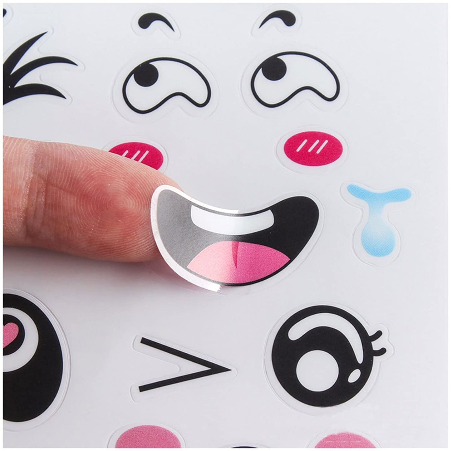 Diyfixlcd 16pcs Cute Cartoon face Stickers Expression Stickers with Colorful Eyes Nose Mouth Creative Stationery Sticker for Sui