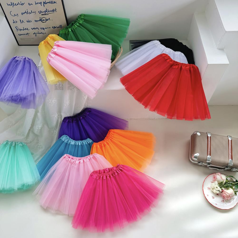 BGFKS Tutu Skirt for Girls,5 Pack Princess Party Favor Dress Skirt Set with hairclips for 2-8 Years.(Hot Pink)