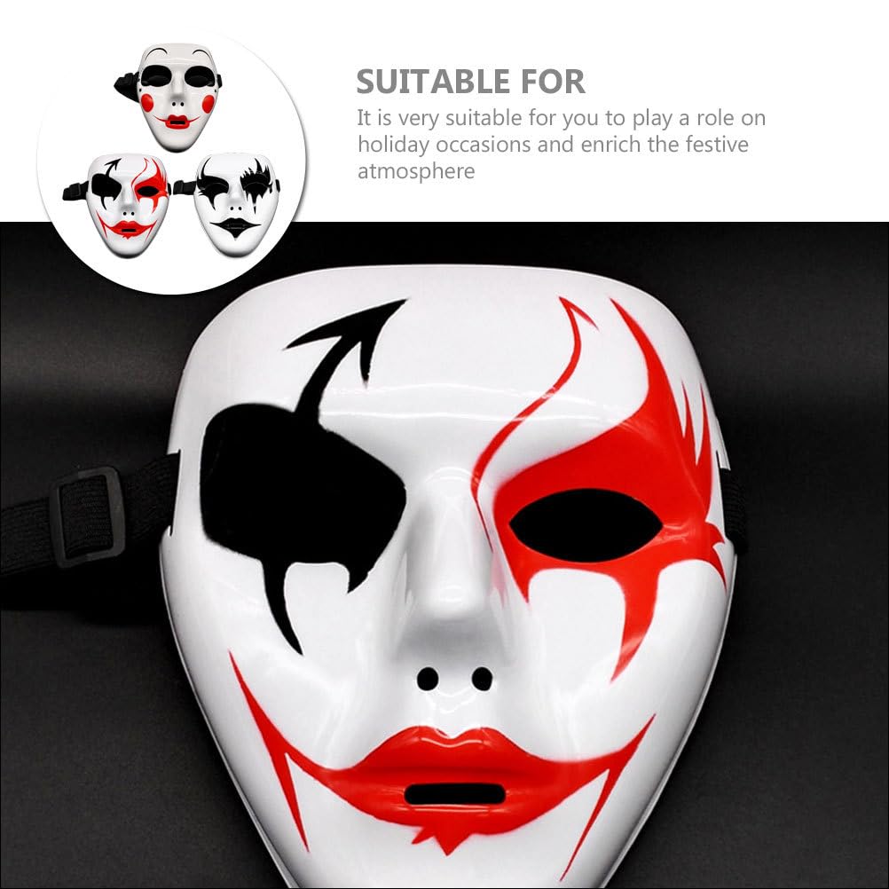 TOYANDONA 3pcs Party Mask Jester Costume Creepy Mask Full Face Mask Costume Cosplay Prop Costume Masks Fancy Dress Masks Diy Whi