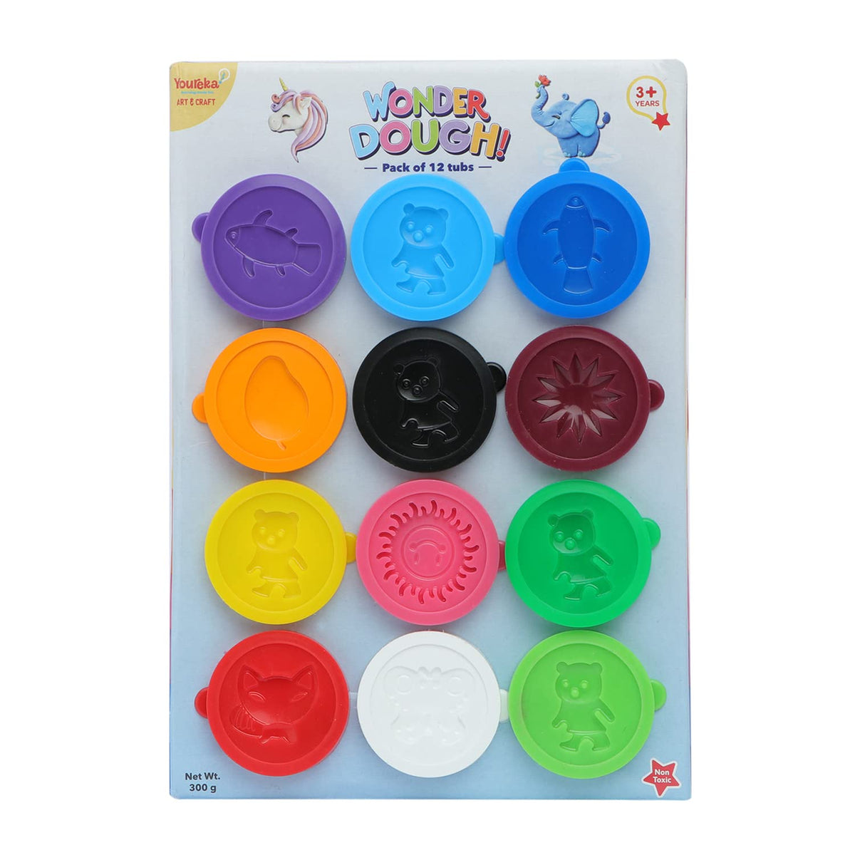 Youreka Dough  12 Shades Of Soft, NonToxic Play Dough For Kids 3Y+ | Art & Craft Set For Creativity & Sensory Development | Ai