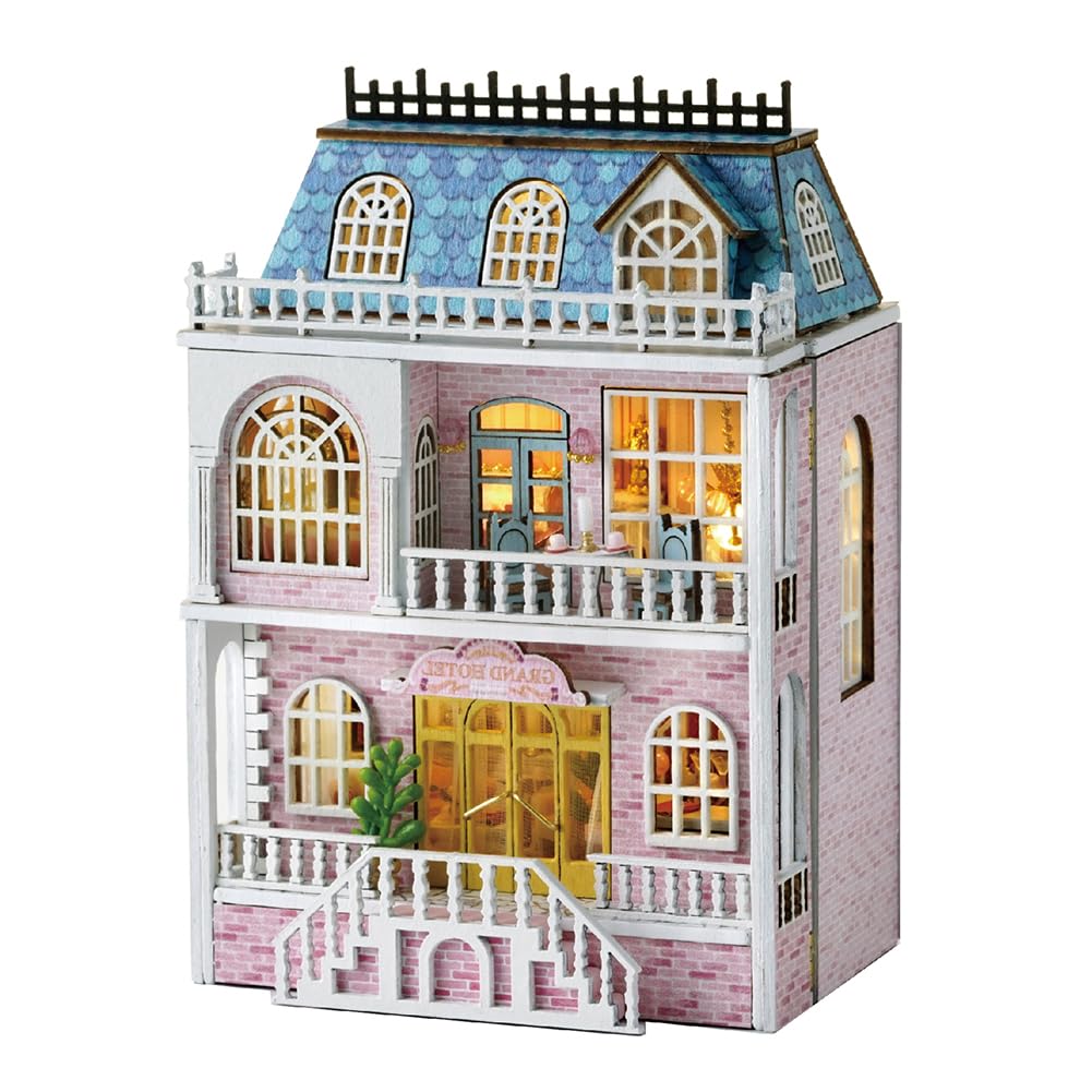 Montidey DIY Miniature Wooden Dollhouse Furniture Kit, 1:24 Scale, LED, Romantic Castle
