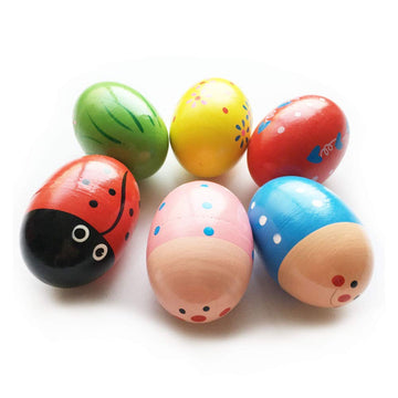 Jofan 6 Pack Wooden Percussion Musical Shake Eggs Easter Egg Shakers For Kids Boys Girls Toddlers Easter Gifts Easter Basket Stuffers Fillers