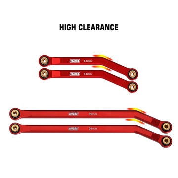 INJORA High Clearance 4 Links Set CNC Aluminum Links Set for SCX24 AXI90081 Deadbolt Axial 1/24 RC Crawler Car,8PCS (Red)
