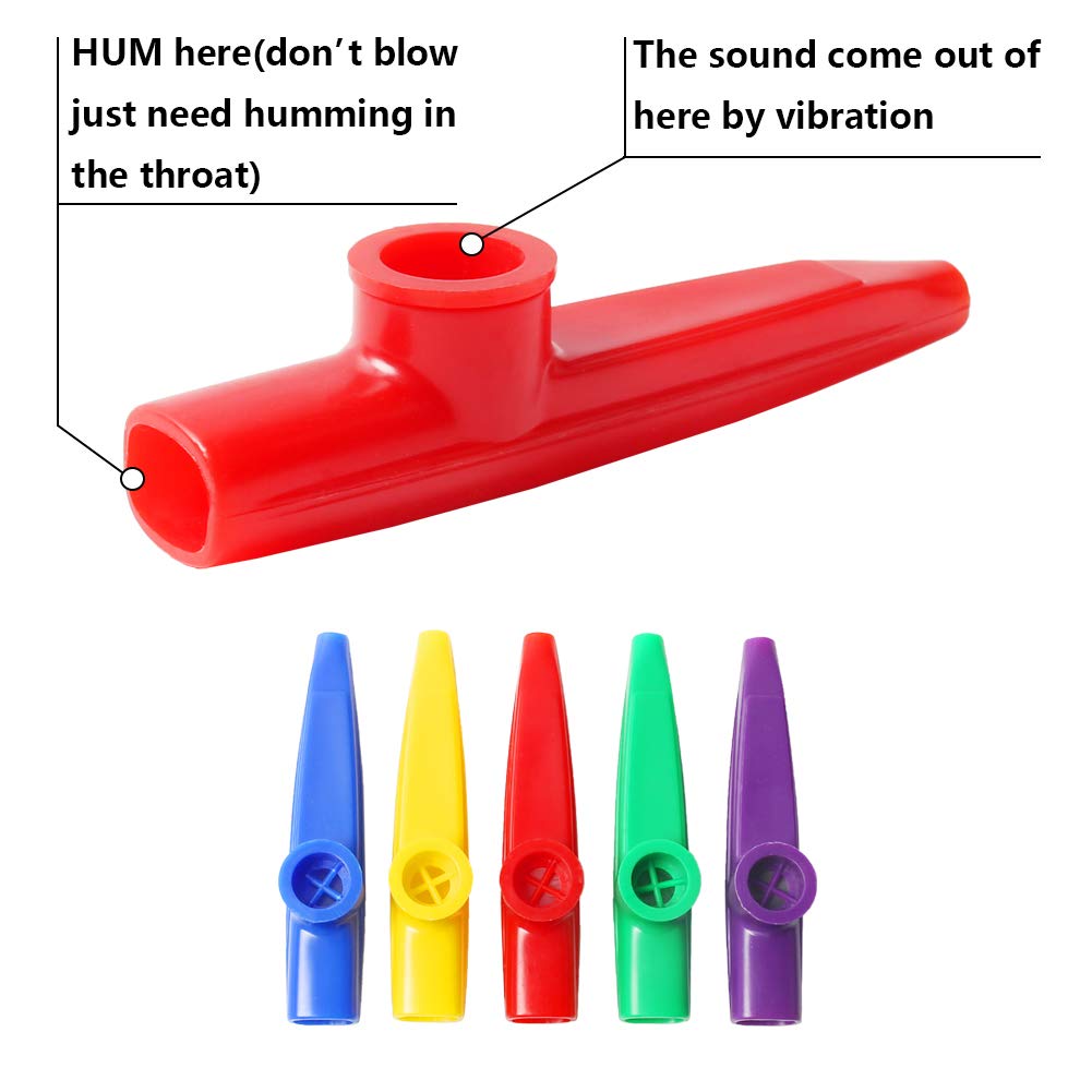 Lovestown Kids Kazoos, 18 Pcs Plastic Kazoo With 20 Pcs Kazoo Flute Diaphragms Kazoos Musical Instruments For Gift Prize And Par