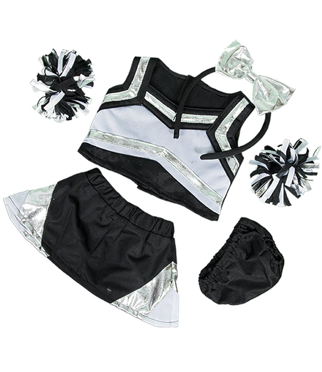Metallic Silver & Black Cheerleader Teddy Bear Clothes Fits Most 14-18 Build-A-Bear and Make Your Own Stuffed Animals -Like New