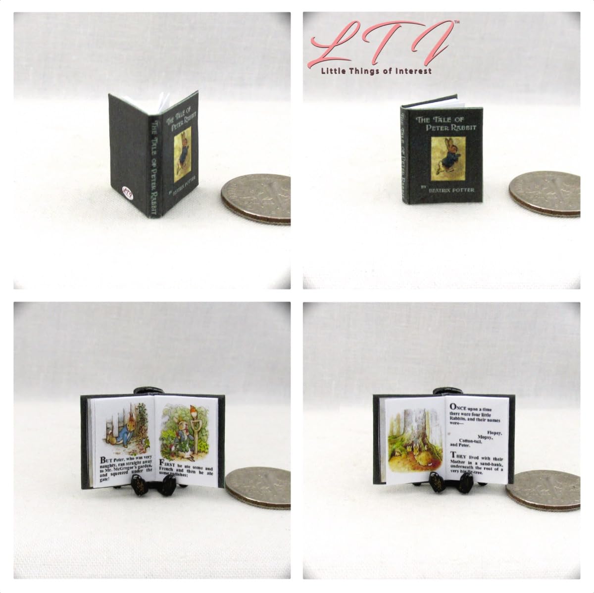 4 Pcs Mini Books Dollhouse Accessories Children Story Miniature 1:12 Scale Illustrated Readable Books Beatrix Potter Set Of 4 Bo