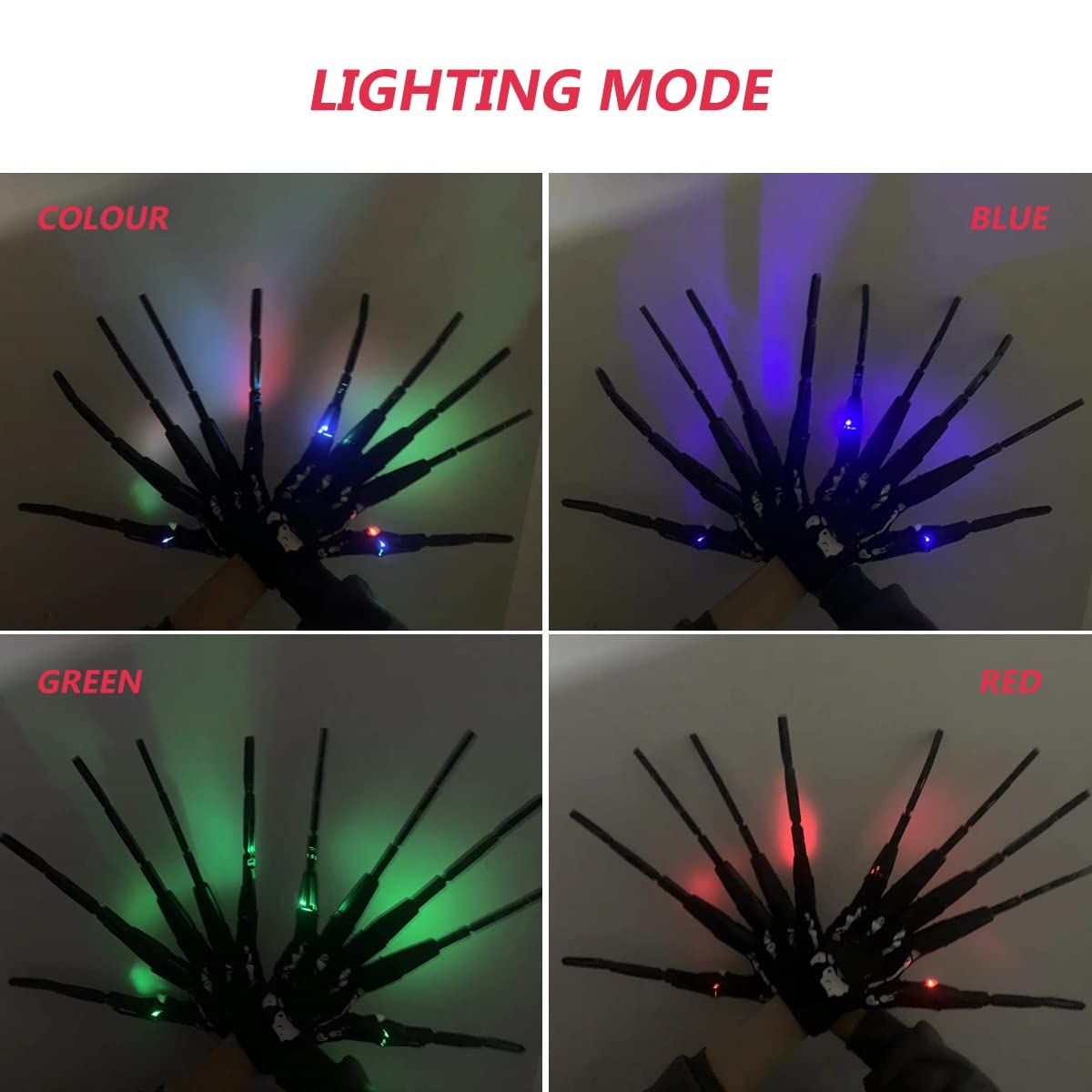 Articulated Finger Extensions, Halloween Articulated Fingers, 3D Printed Flexible Finger Extensions Fits All Finger Sizes Articulated Fingers (Black Glowing-Upgrade)