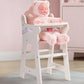 Robud Baby Doll High Chair, Pretend Play High Chair With Seat Belt, White Wooden Baby Doll Accessories With Movable Tabletop, Fi