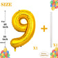 Pigetale 40 Inch Gold Large Numbers Balloons 0-9, Giant Number 9 Digit Helium Balloons Foil Mylar Big Number Balloons For 19 29