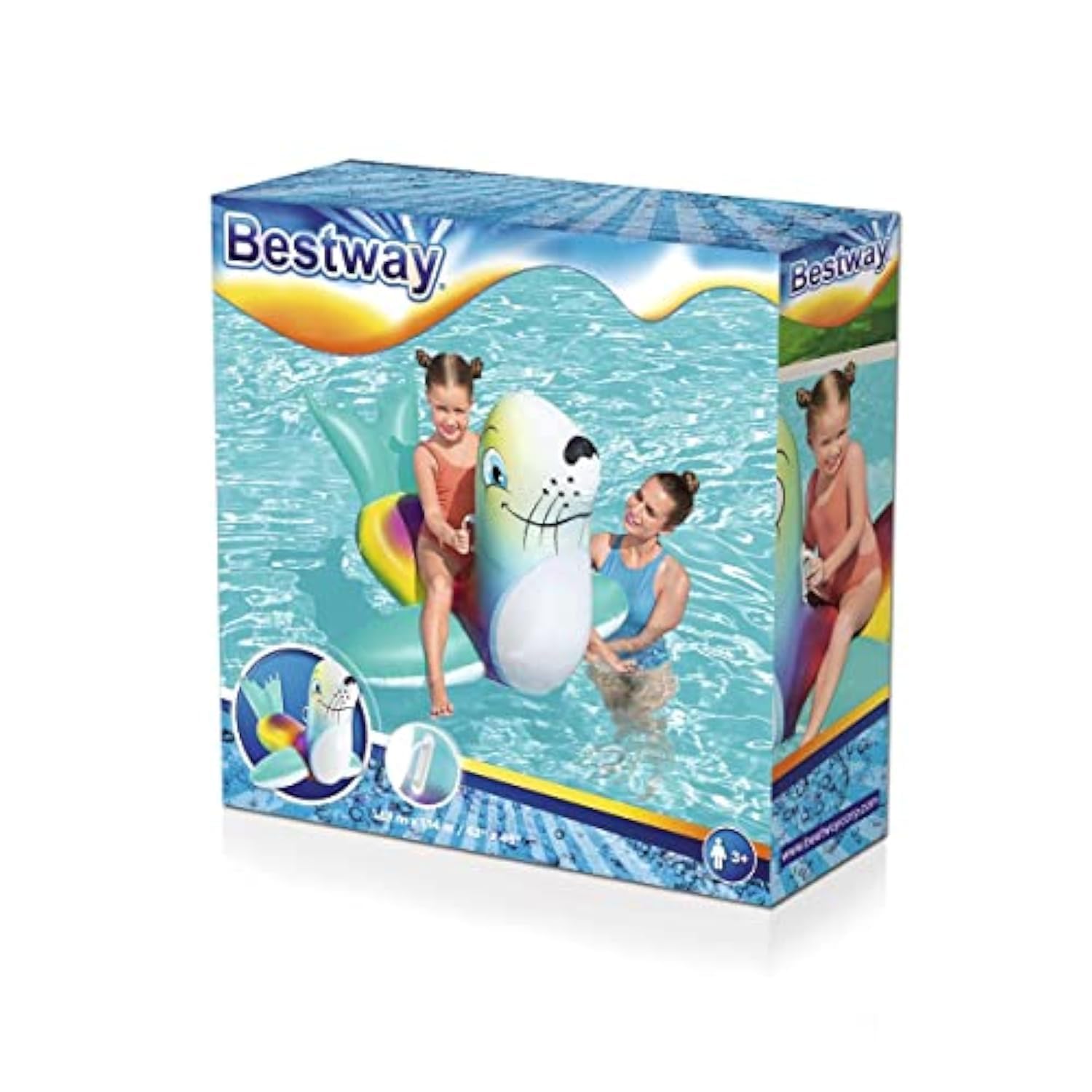 Bestway Seal Pool Float, Kids Inflatable Ride-On With Handles, Swimming Pool And Beach Toy