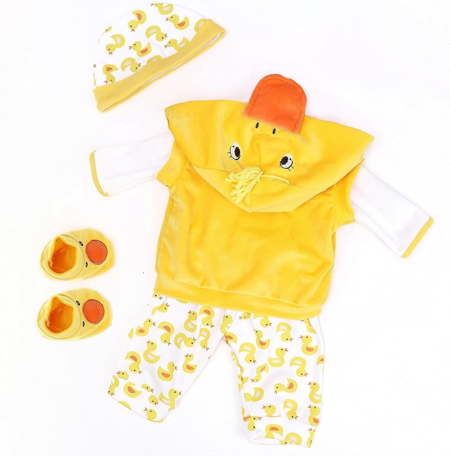 Scnbom Reborn Baby Dolls Girl Clothes For 17-22Inch Outfits Accesories (Yellow Duck 5Pcs Set)