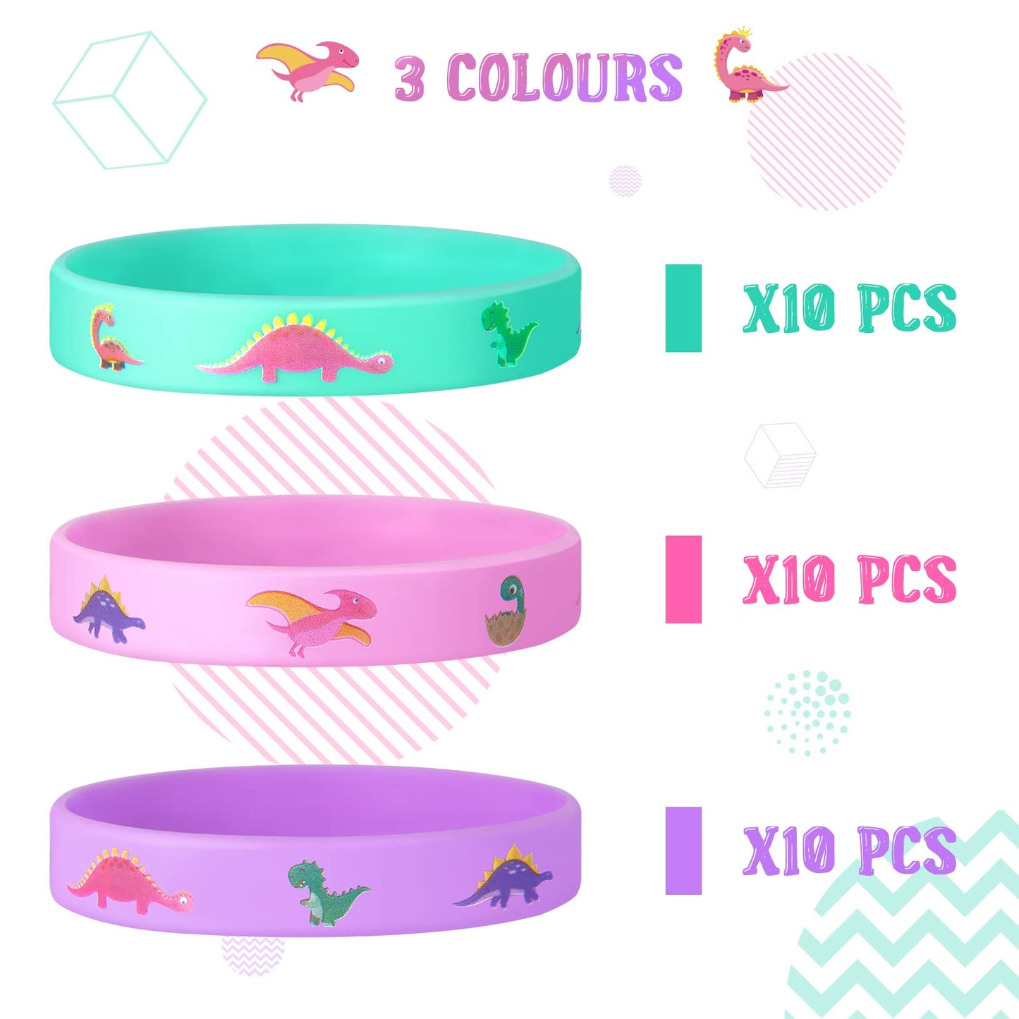30 Pack Dinosaur Party Favors Dinosaurs Silicone Wristbands Dinosaurs Bracelets Girl Dinosaur Birthday Party Supplies Gifts Bag