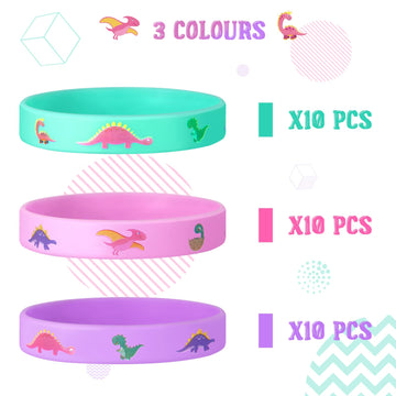 30 Pack Dinosaur Party Favors Dinosaurs Silicone Wristbands Dinosaurs Bracelets Girl Dinosaur Birthday Party Supplies Gifts Bag