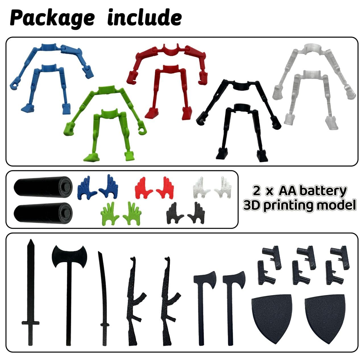 5Pcs 3D Printed Mobile Robot T13 Action Figure, Limbs Movable Figure, Environmental Protection Toys, Desktop Decoration, Creativ