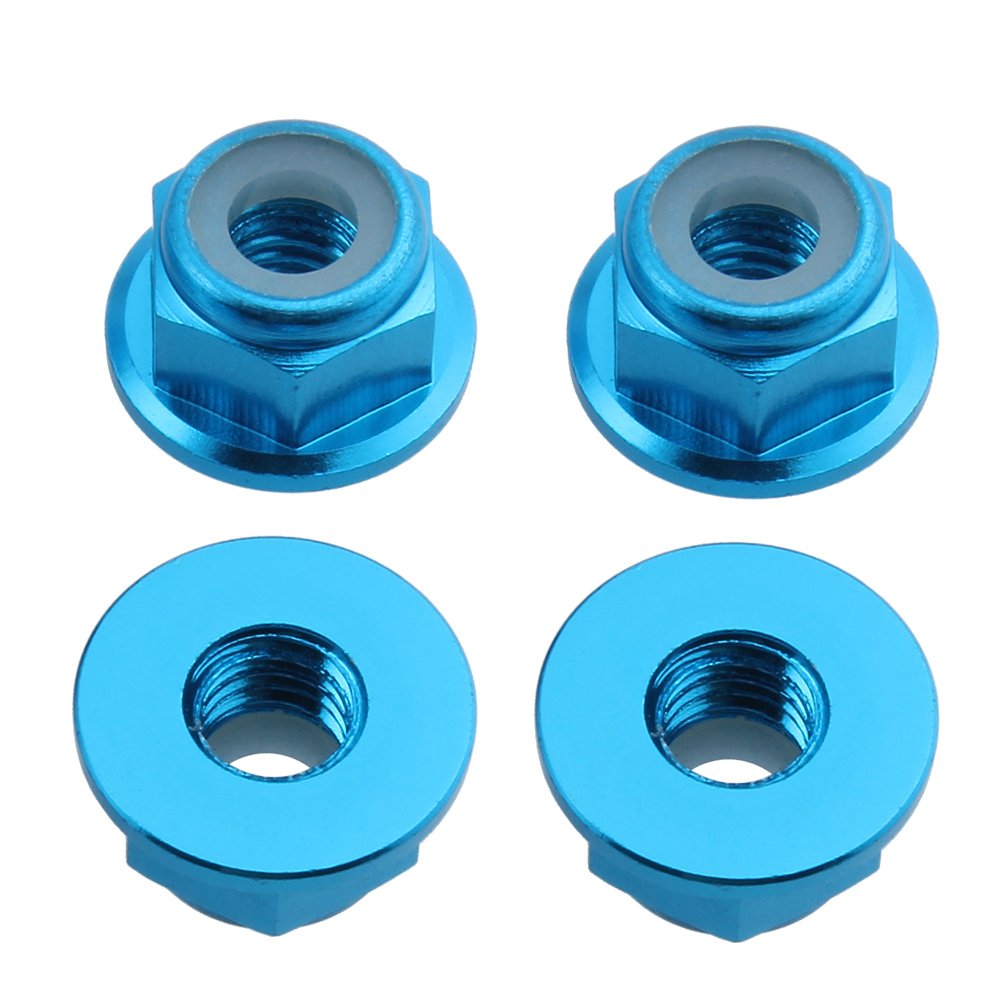 HobbyPark 12mm Aluminum Wheel Hex Drive Hub Adaptor (4P) & M4 Locknut (4P) RC Model Car Parts Blue