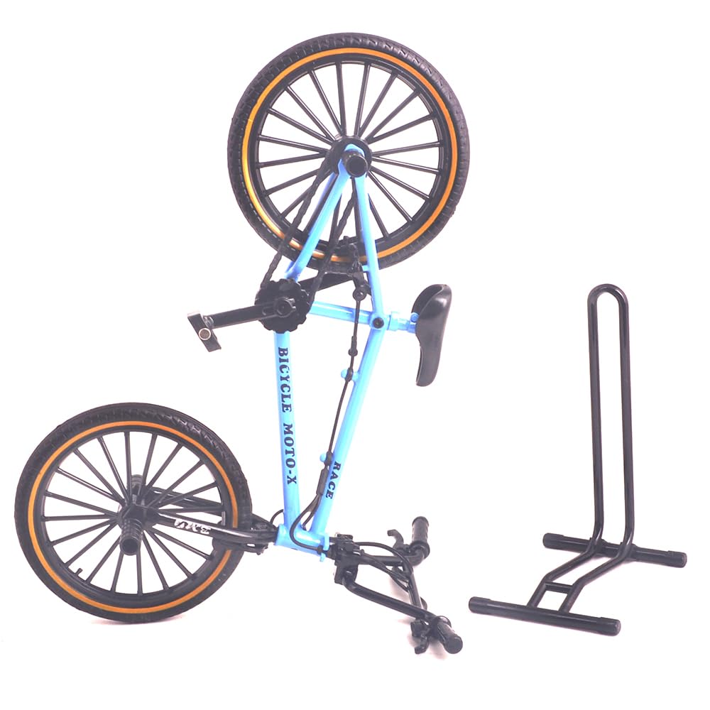 Ailejia Mini Diecast Finger Bike Extreme Sports Toy Bmx Finger Bicycle Toys Game Set For Kids And Adults, Metal Bike Model Collections Decoration Cool Boy Toy (Bmx Blue)