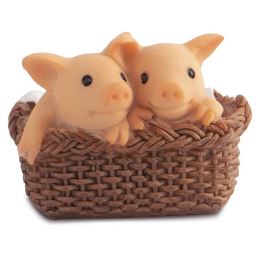 Keepkap Pig Statue Mini Pig Figurine, Resin Home Decor, Lucky Animal Garden Statue For Micro Landscape (Pig In Small Basket)