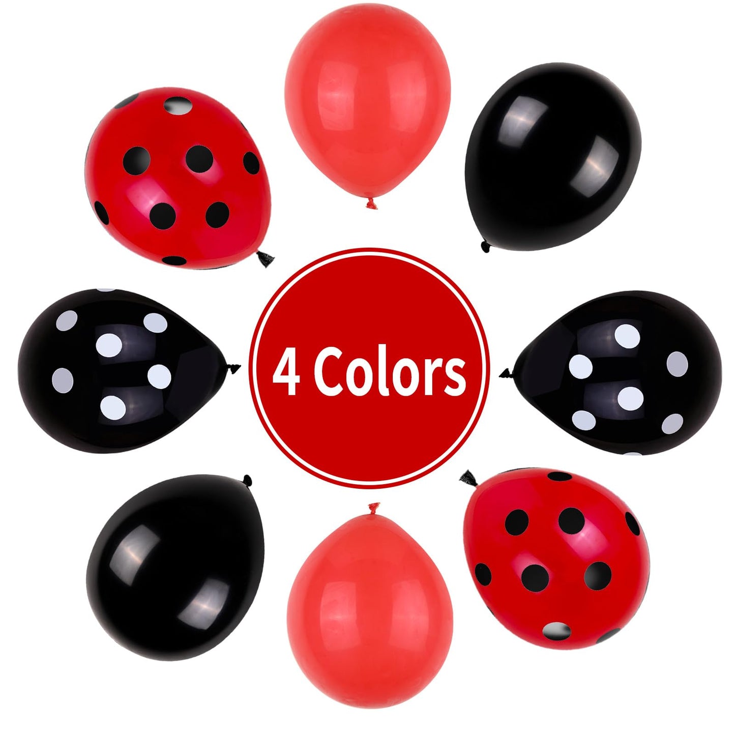 Ladybug Balloons, Red Black Polka Dots Balloons Matte Black And Red Balloons Black And White Polka Dot Latex Balloons For Kids A