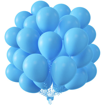 Kalor 12 Inch Light Blue Balloons, 50 Pcs Latex Helium Balloons For Kid'S Birthday Party, Baby Shower, Wedding, Graduate Party Decorations