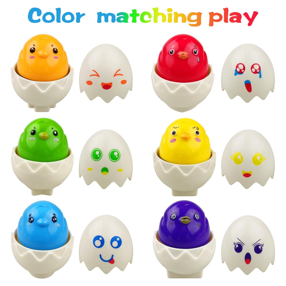 Pinkiwine Easter Hide & Squeak Eggs Montessori Sorting & Matching Learning Toys For Toddlers Kids Boys Girls Easter Basket Stuff