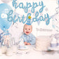 Toniful Light Blue Happy Birthday Balloons Banner,Cursive Happy Birthday Balloons Light Blue Birthday Decorations Light Blue Myl