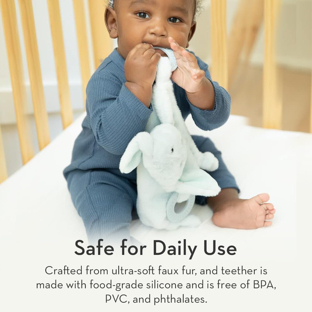 Baby Teether & Plush Lovey by Bella Tunno, Silicone Teether with Animal Snuggle Toy & Sensory Rattle, Teething Relief for Babies