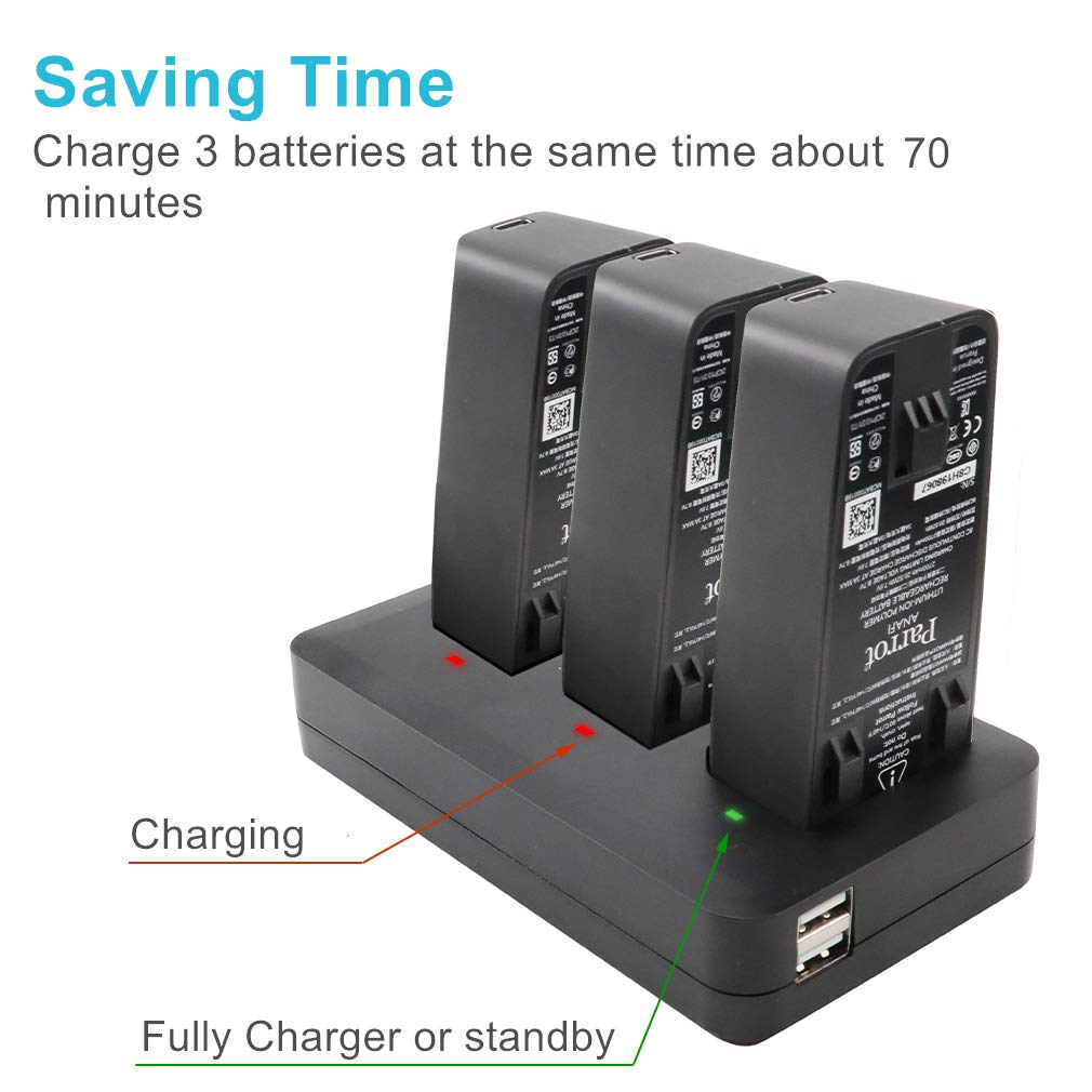 Hanatora Battery Charger (Indoor and in-car) for Parrot Anafi/ANAFI Base/ANAFI Extended/ANAFI FPV/ANAFI Thermal/ANAFI Work,Multi