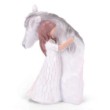 Expression Of Friendship And Love Between Girls And Horses, Sculpted Hand-Painted Girl Embracing Horse Figurines, Horse Lover Gifts, Cowgirls Gifts, Horse Loss Remembrance Gifts, Birthday Christmas