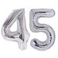 40 Inch Number 45 Balloon Silver Jumbo Giant Big Large Number 45 Foil Mylar Silver Balloons 54Th Birthday Party Anniversary Deco