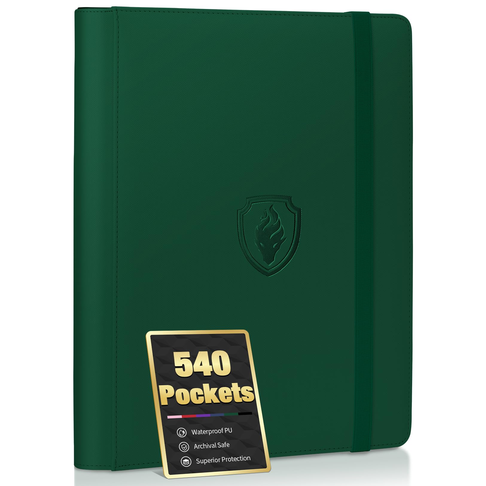 enhanced 9 Pocket Card Binder for 540 Cards  Fabmaker PU Cover Trading Card Binder  Sturdy Card Collection Album  Sleek Card Holder Folders for YuGiOh  MTG  TCG  Game Cards & Sports Cards  Green