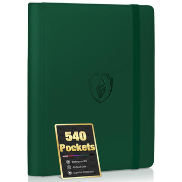 enhanced 9 Pocket Card Binder for 540 Cards  Fabmaker PU Cover Trading Card Binder  Sturdy Card Collection Album  Sleek Card Holder Folders for YuGiOh  MTG  TCG  Game Cards & Sports Cards  Green