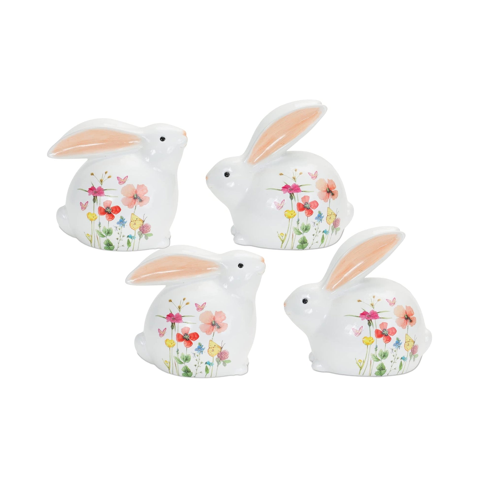 Melrose 85375 Floral Bunny Figurine, Set of 2, 6.25-inch Height, Terra Cotta