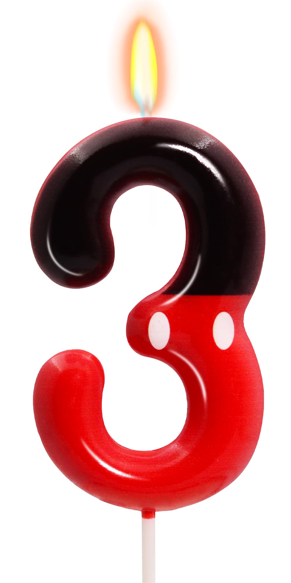 3rd Black Red Birthday Candles for Boys Girls, Red Mouse Cake Topper Cupcake Decor, Cartoon Themed Birthday Party Decorations Su