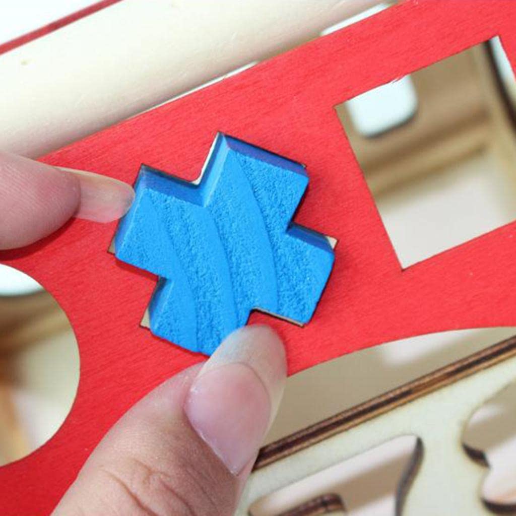 Merishopp Infant Wood Number And Shape Puzzle Blocks Developmental Math Training Toys| Handcrafted Toy | Montessori Wooden Toy