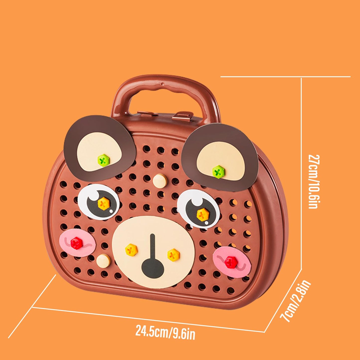 Magic Montessori Play Toolbox With Drill, 203Pcs Magic Montessori Play Toolbox Bear-Themed, 2D/3D Creativity Tool Box Montessori