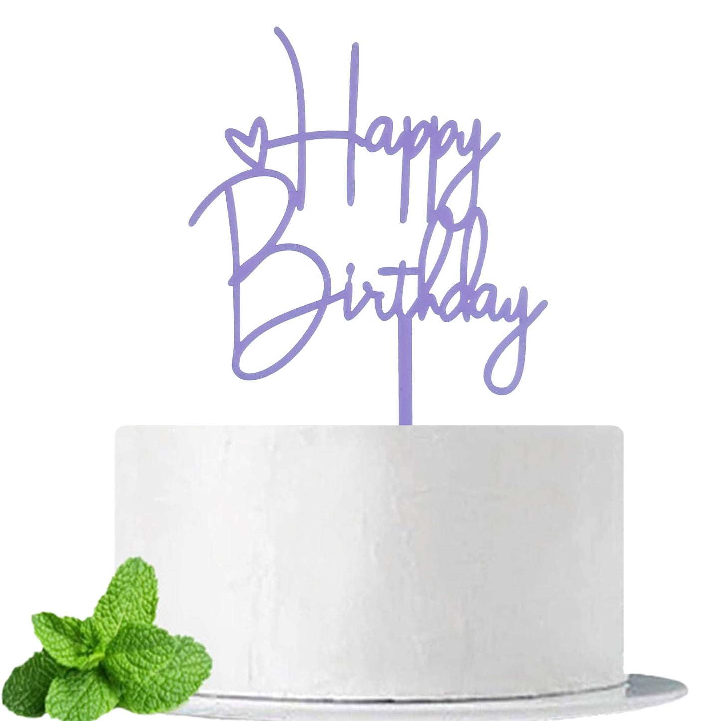 Jieein Happy Birthday Cake Topper For Birthday Party Decoration  Purple Acrylic