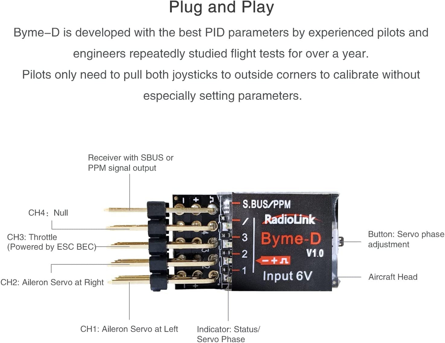 Radiolink Byme-D Stabilizer 3 Channels Flight Controller With Gyroscope 3D Fly Fc For Delta Wing Paper Plane Su27 F22