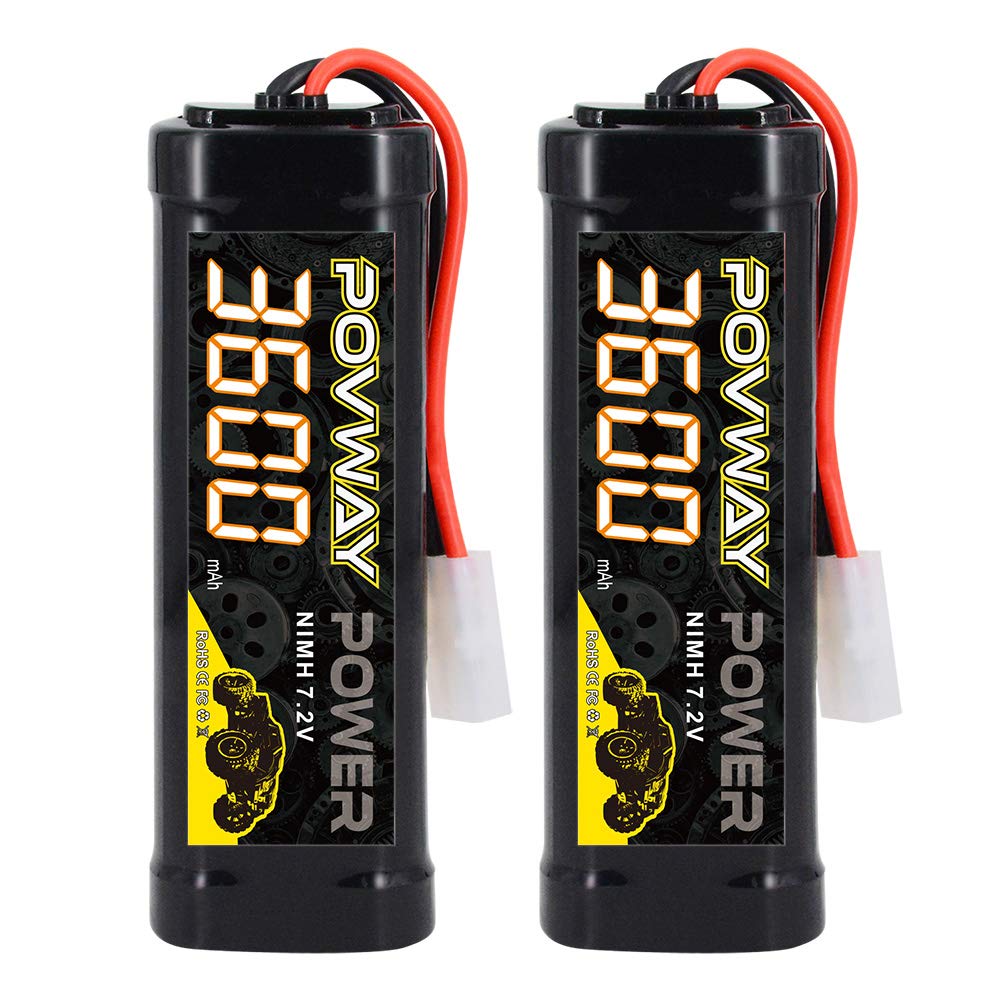 POVWAY 7.2V 3600mAh NiMH RC Battery Packs with Tmiya Connector for RC Car RC Vehicles Traxxas LOSI Associated HPI Kyosho Tamiya 
