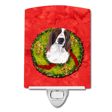Caroline'S Treasures Sc9084Cnl Welsh Springer Spaniel Christmas Wreath Ceramic Night Light Compact, Ul-Certified, Ideal For Bedroom, Bathroom, Nursery, Hallway, Kitchen, 6X4X3, Multicolor