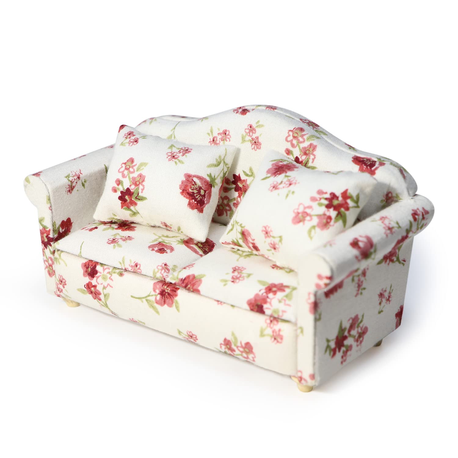 Dollhouse Couch Miniature Sofa With Pillows Dollhouse Living Room Funiture 1:12 Model 3 Pcs High Simulation Upholstered Armchair
