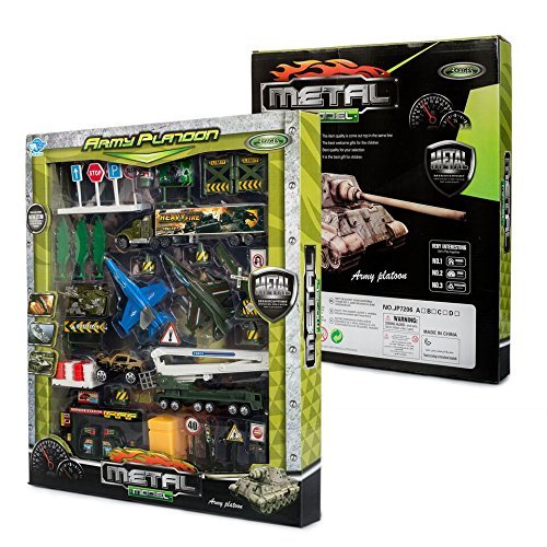 Big Daddy Die-Cast Metal Army Platoon Toy Truck Set Imaginary War Scene Set Up In Minutes With Over 43 Pieces Of Cool And Fun Accessories To Conquer Your Imagination