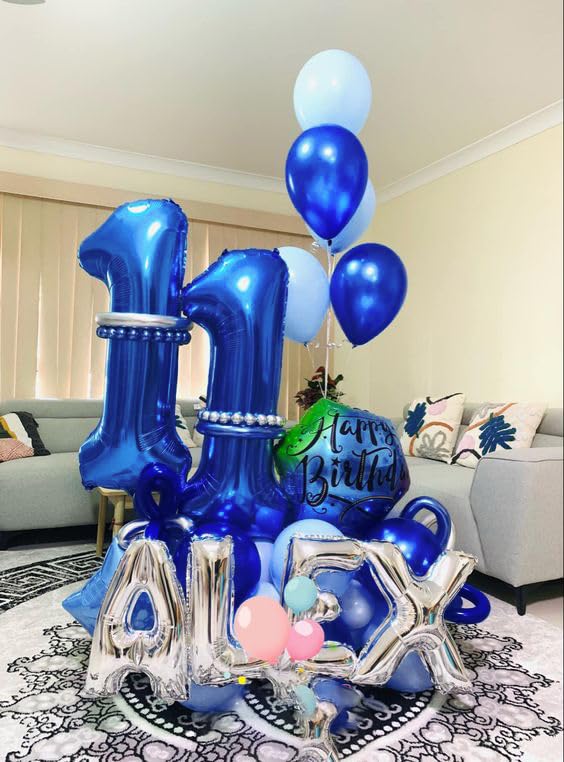 IWERP Navy Blue Number 11 Foil Mylar Balloon, 40 Inch, Birthday Decorations for 11 Year Old Girls and Boys