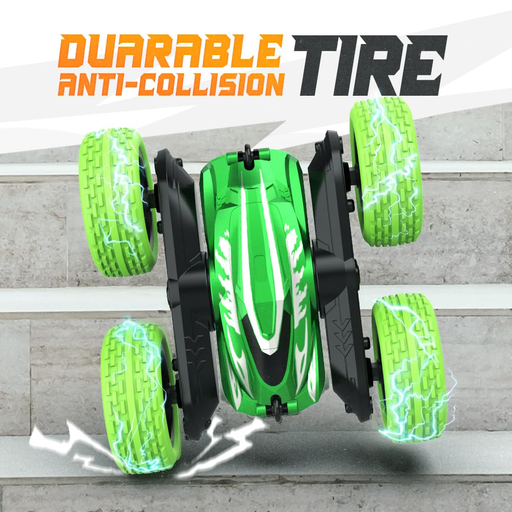 Bezgar Remote Control Car - Upgraded Dual-Motor Type-C Direct Charge Rc Cars For Kids, 2.4Ghz Double-Sided Driving 360 Flips Rot