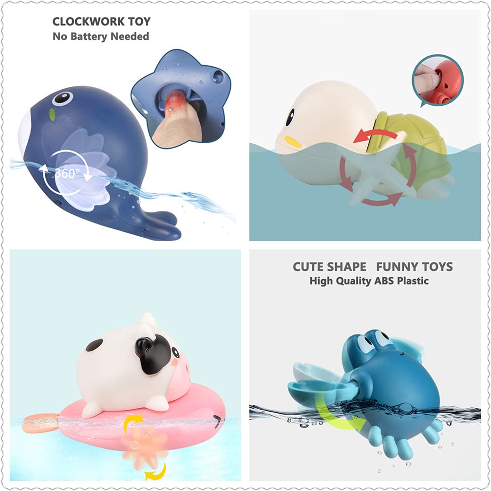 Bath Toy,Cute Animal Clockwork Bathtub Swimming Pool Toy,Baby Bath Toys For Toddlers 1-3, Boys & Girls Water Bath Toy Set,5 Pack