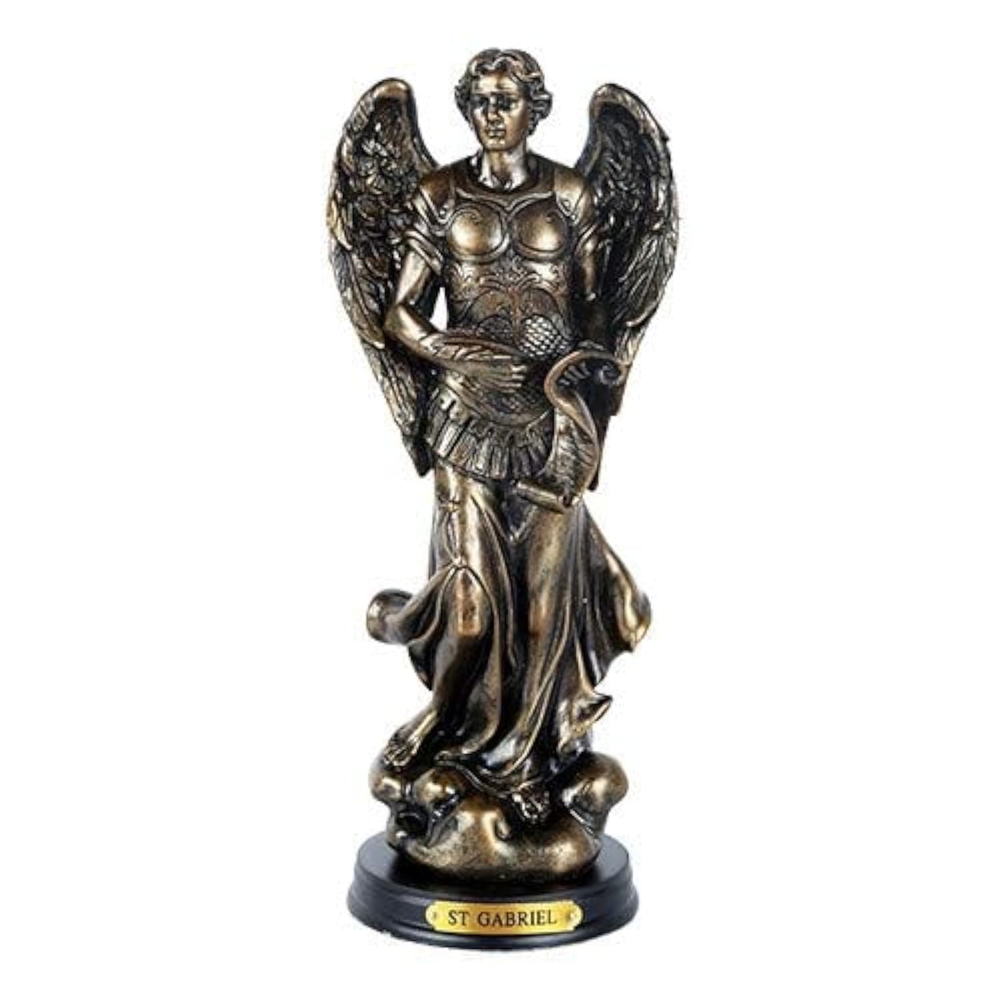Pacific Giftware St. Gabriel Archangel Figurine - 8" Tall Resin Statue with Brass Name Plate, Multicolor, Model 11481