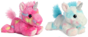 Aurora Bundle Of 2 Stuffed Beanbag Animals - Jelly Roll Unicorn And Cake Pop Unicorn, Pinkwhite, Multicolor, 7 Inches