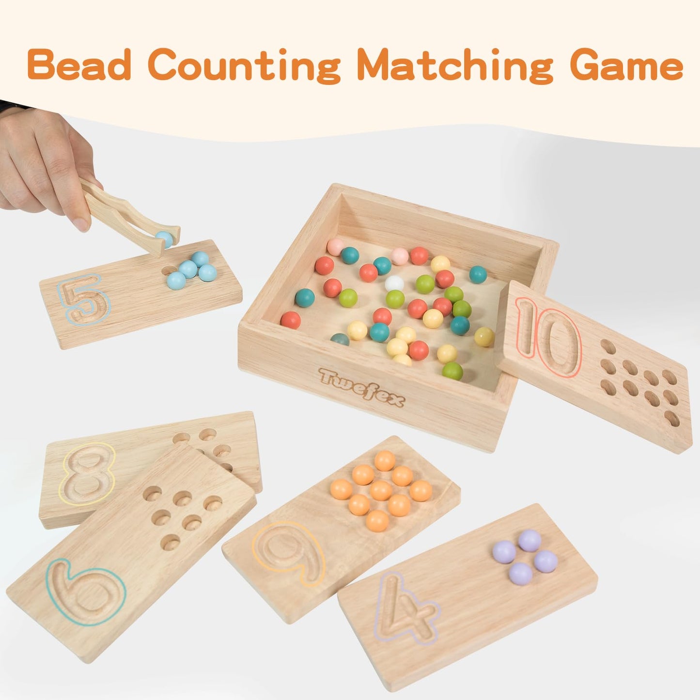 Twefex Montessori Counting Toys For Toddlers | 3 In 1 Wooden Peg Board And Montessori Counting Beads Math Toys For Kids Age 3 4