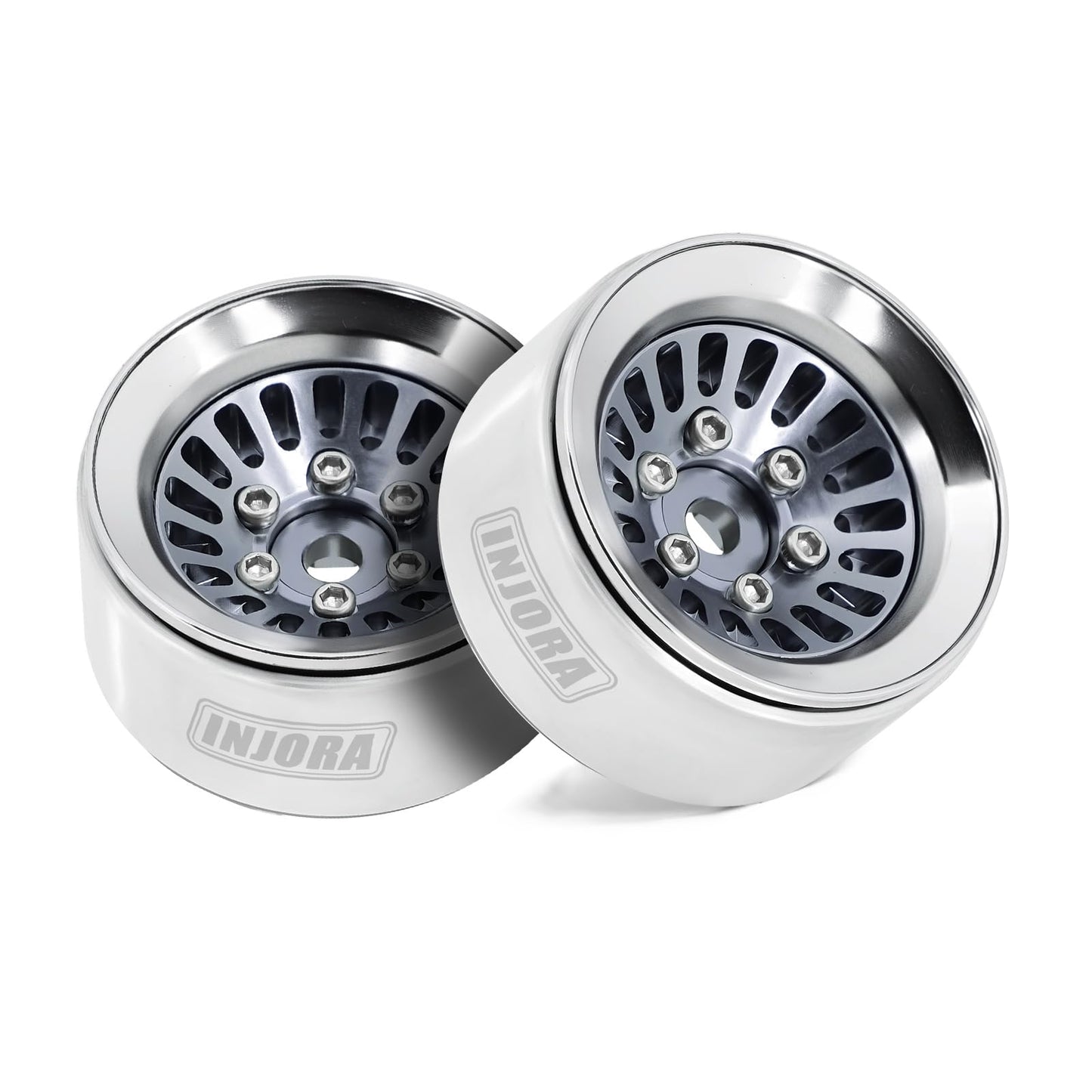 INJORA CNC Aluminium 1.0'' Beadlock Wheel Rim for 1/18 1/24 RC Crawler (Grey)