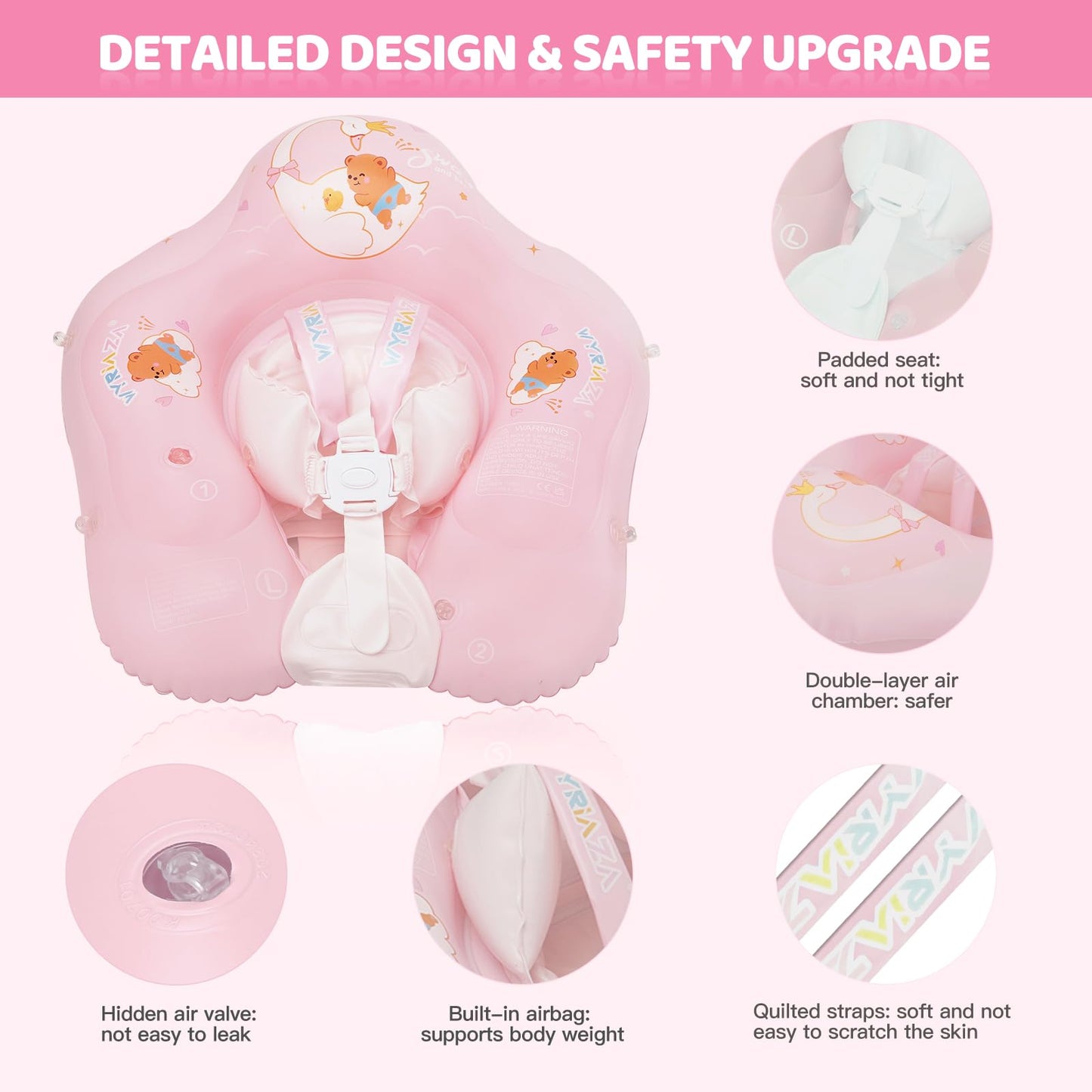 Loowarts Baby Float With Canopy,Infant Pool Float With Safety Seat,Baby Swimming Float & Swim Float & Water Float Upf50+ Uv Prot