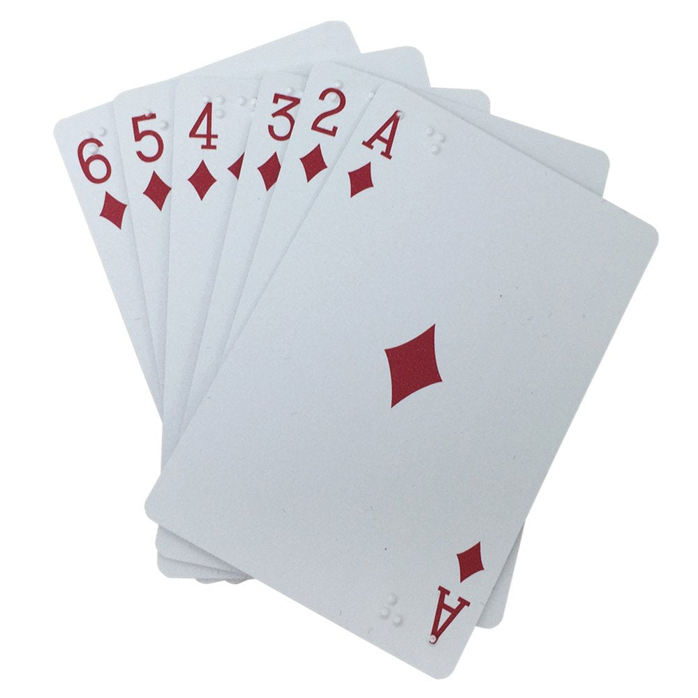 Vsone Plastic Braille Playing Cards, 54 Premium Plastic Cards, Full-Color Printing, Packed In Metal Case, Size 87 Mm X 58 Mm, All Ages